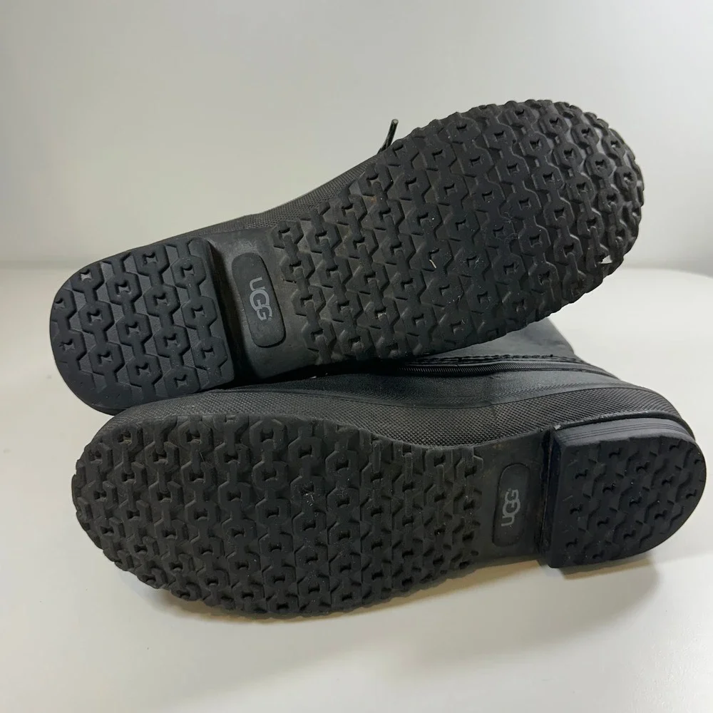 UGG‎ Waterproof Duck Boots Black Leather Rubber Lace Up Rain Snow Mens 11
